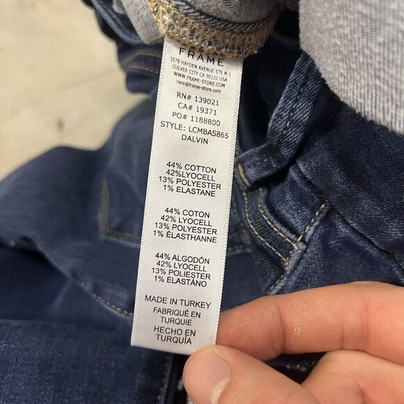 Frame Size 25 Womens Jeans Le Crop Mini Boot Mid Rise Stretch Raw Hem Med Wash - Picture 8 of 9